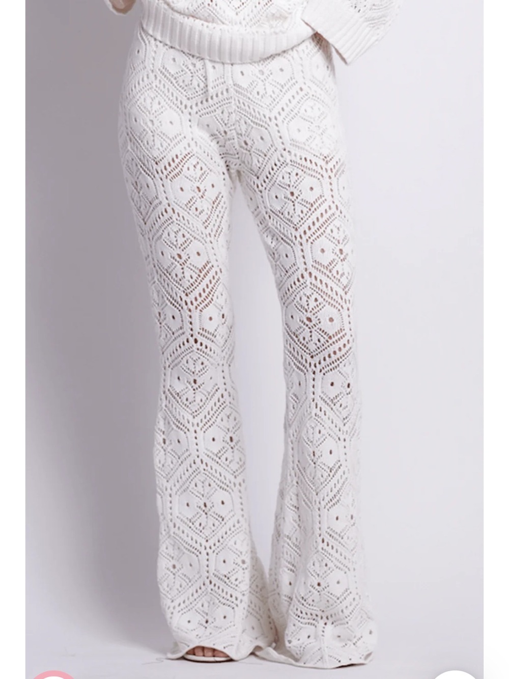 PatBO White Crochet Flare Pants